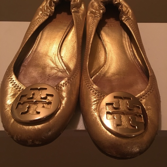 Tory Burch Shoes - TORY BURCH Gold Flats